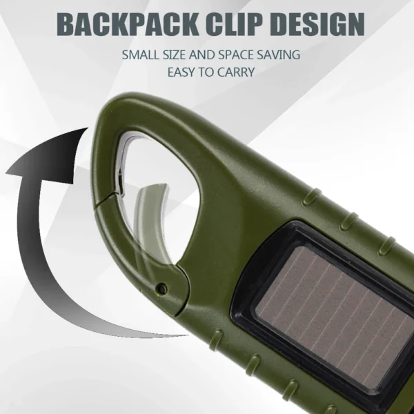 Lampe de poche LED portable à manivelle, torche dynamo, lanterne, énergie solaire professionnelle, lumière de tente, camping en plein air, canadisme – Image 3