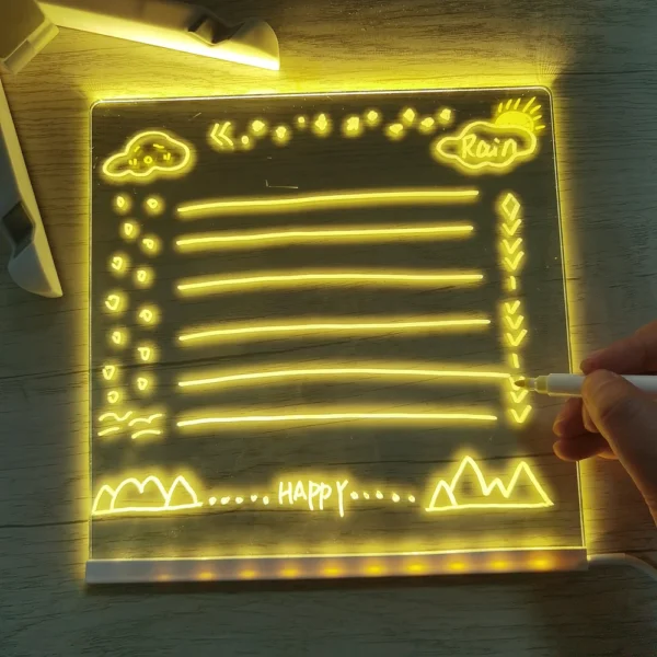 Lampe LED personnalisée en acrylique, panneau de Message effaçable, planche à dessin USB pour enfants, veilleuse de chambre à coucher, cadeau d'anniversaire pour enfants – Image 3