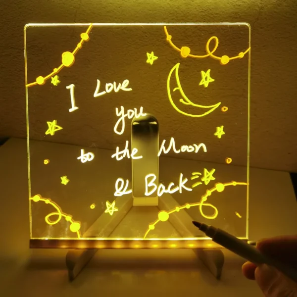 Lampe LED personnalisée en acrylique, panneau de Message effaçable, planche à dessin USB pour enfants, veilleuse de chambre à coucher, cadeau d'anniversaire pour enfants – Image 4