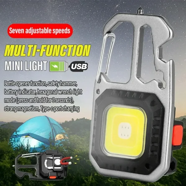 Mini lampe porte-clés COB aste, lampe de poche super lumineuse multifonctionnelle, lampe de camping en plein air avec aimant, tournevis