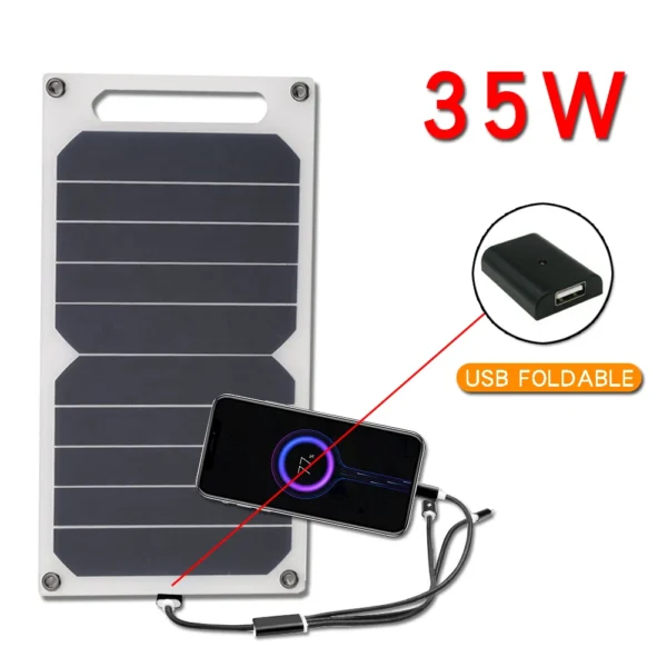 Système de Panneaux Solaires USB 5V, avec Chargeur de Camping, pour Banques d'Alimentation et Mobile le Matin, pour Téléphone, Voiture, Régule le Charge à 3 Coussinets, Batterie d'Extérieur