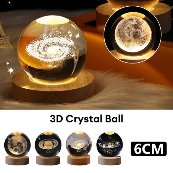 Veilleuse LED USB boule de cristal galAct, lampe de table, 3D, planète, lune, chambre, décoration d'intérieur pour enfants, fête d'enfants, cadeaux d'anniversaire