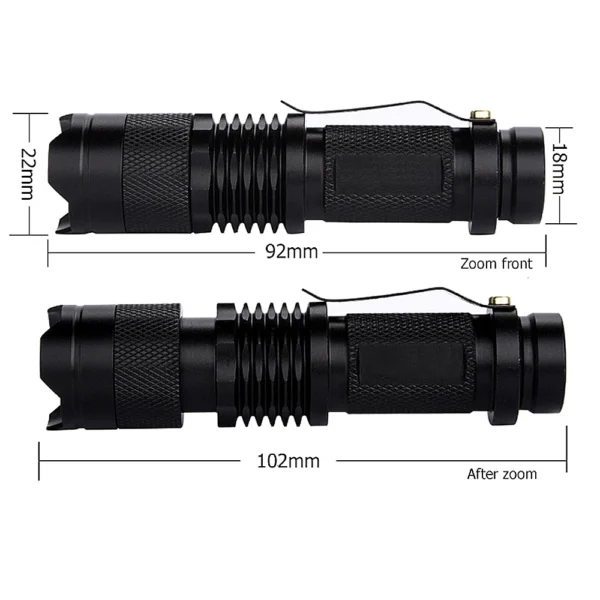 CREE Q5 Mini lampe de poche étanche pour l'extérieur, torche LED, 2000 lumens, AA, 14500, mise au point du n'aime réglable, lampe-stylo, nouveau – Image 3