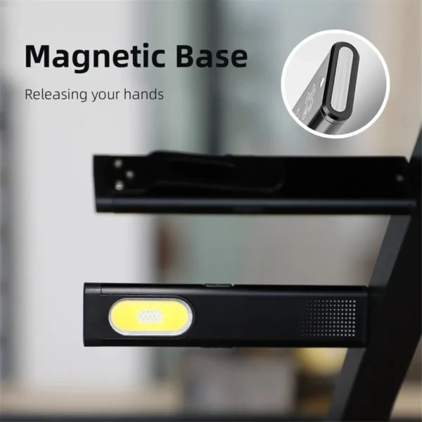 Lampe de poche LED USB-C Rechargeable 470Lm Portable Mini Lanterne De Poche Lumière De Travail D'inondation réinitialisation Arrière Magnétique – Image 3